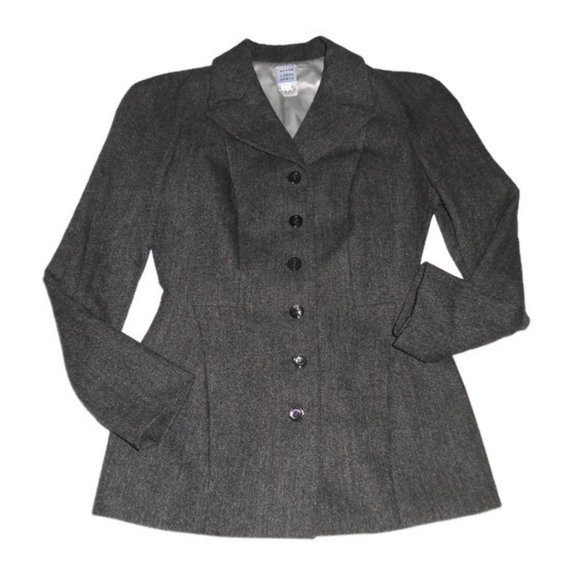 Herve Leger Wool Blazer Jacket Gray Button Up 14 - Picture 1 of 4